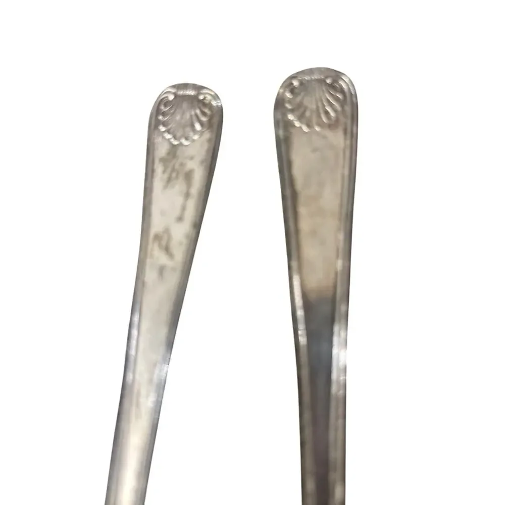Vintage Ornate Sheffield Silver Plated Serving Spoons Set of 2 Engraved Design